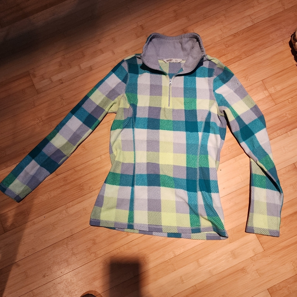 OLD NAVY florescent Women's Pull Over Fleece Blue Yellow Green Sz S